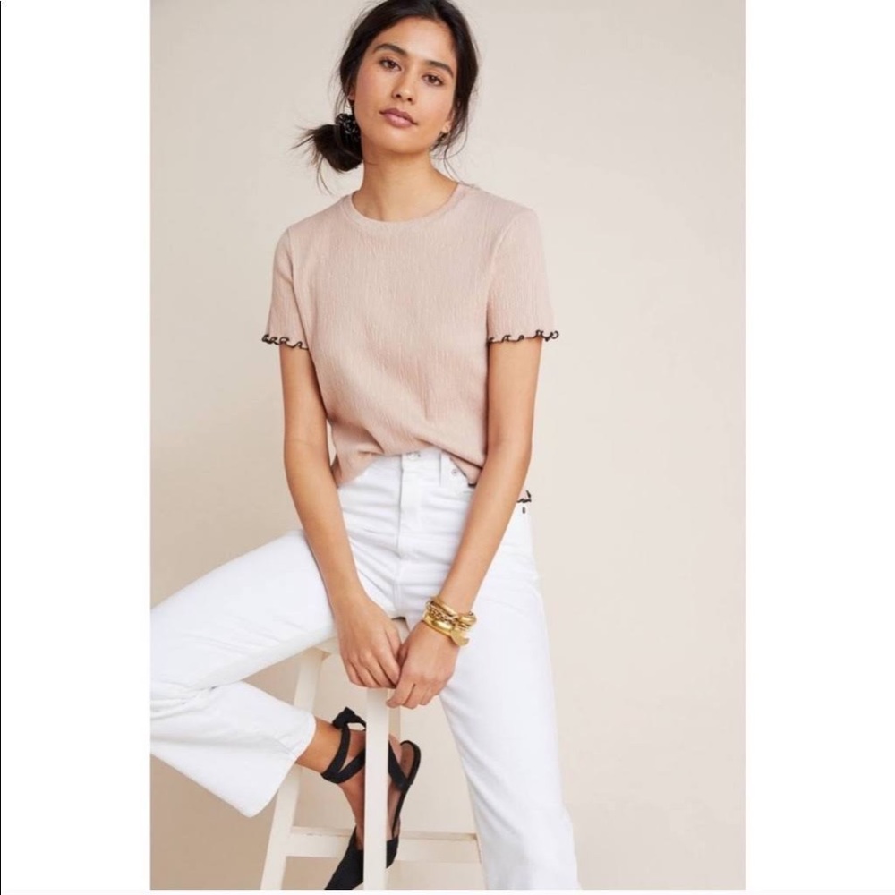 Anthropologie Eri + Ali brand textured neutral top XS